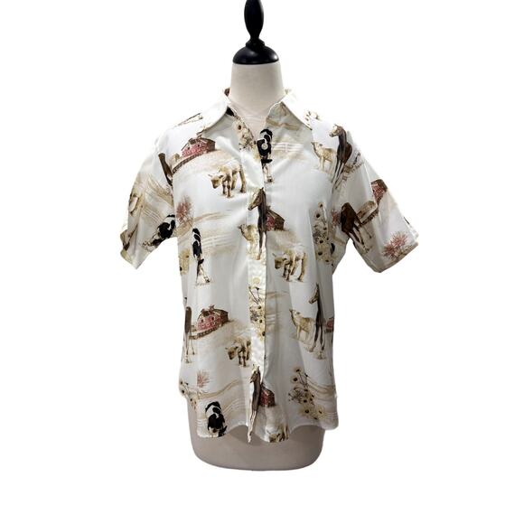 Natural Reflections Size L Short Sleeve Top Baby Farm Animals Western Cowgirl - Picture 1 of 16